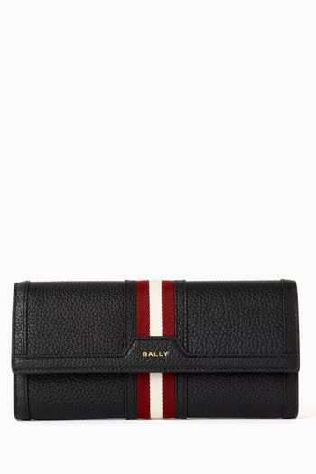 Code Striped Continental Wallet in Leather