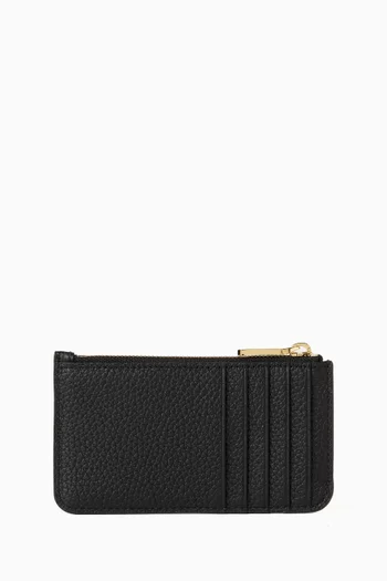 Code Striped Zipped Wallet in Leather