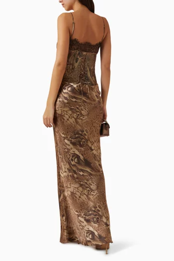 Cleodora Maxi Dress in Silk Satin