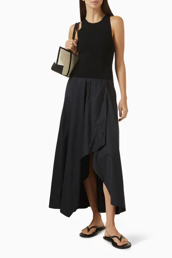 Knit Bodice Asymmetric Dress