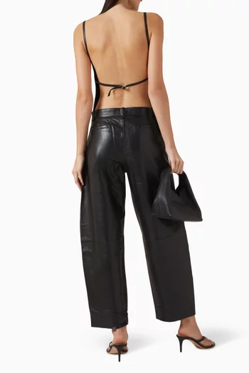 Square Neck Top in Lambskin Leather