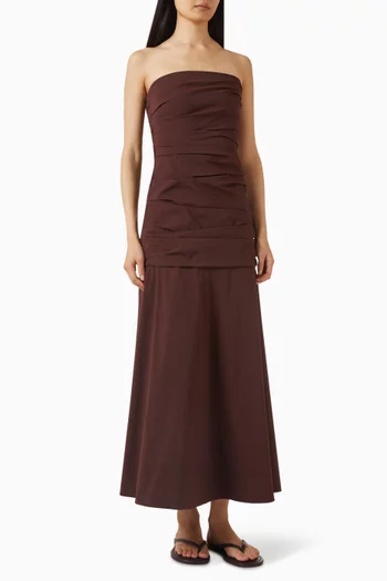 Gathered Strapless Longline Dress