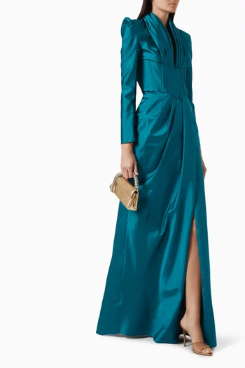 Lydia Slit Dress in Taffeta
