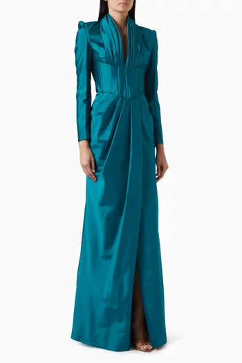 Lydia Slit Dress in Taffeta
