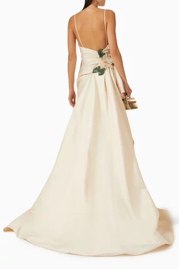 Andel Floral-appliqué Gown in Taffeta