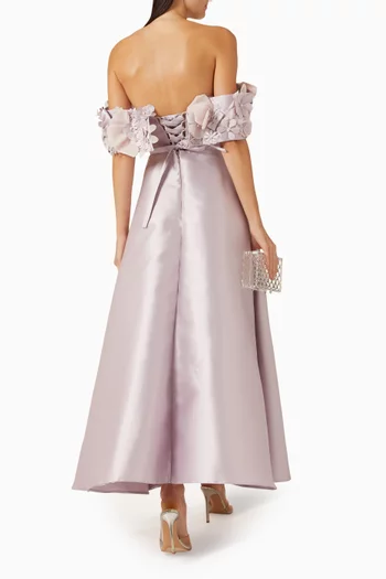 Luwine Off-shoulder Dress in Taffeta