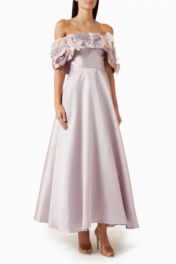 Luwine Off-shoulder Dress in Taffeta