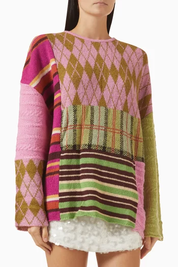 Zuri Patchwork  Knit Sweater