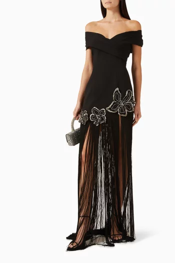 Francene Fringe Dress in Crepe
