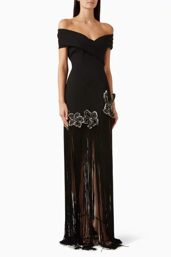 Francene Fringe Dress in Crepe