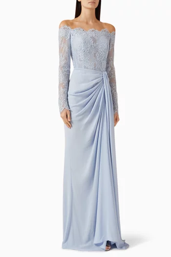 Lona Off-shoulder Dress in Lace Chiffon