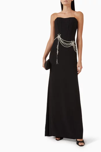 Adilia Embellished Dress in Crepe