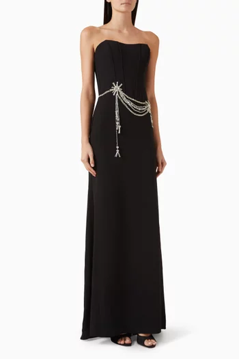 Adilia Embellished Dress in Crepe