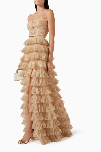 Alexandra Tiered Gown in Glitter Tulle
