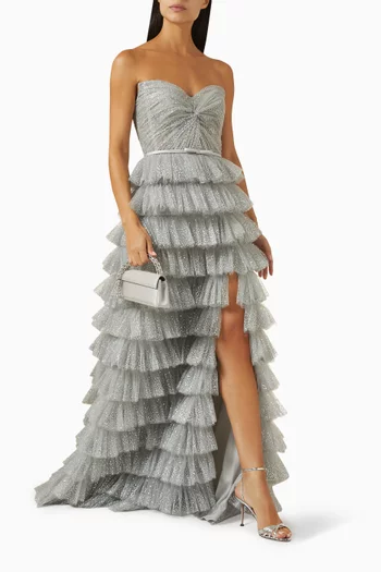 Alexandra Tiered Gown in Glitter Tulle
