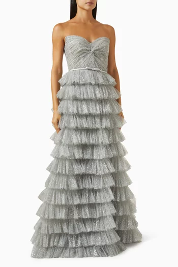 Alexandra Tiered Gown in Glitter Tulle