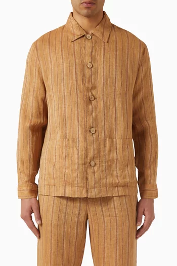 قميص اكسل بنمط جاكيت كتان