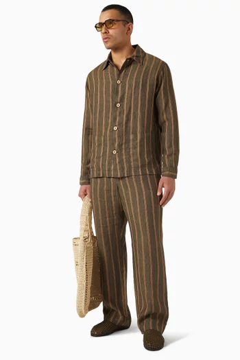 قميص اكسل بنمط جاكيت كتان