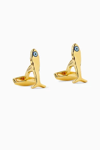 Feng Shui Fish Cufflinks in Gold-plated Sterling Silver