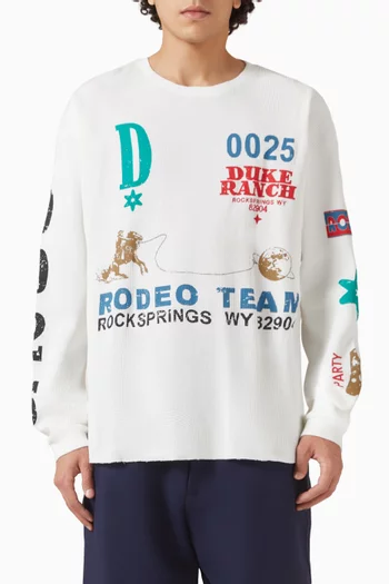 تي شيرت فينتج بطبعة Rodeo Team ونسيج وافل قطن