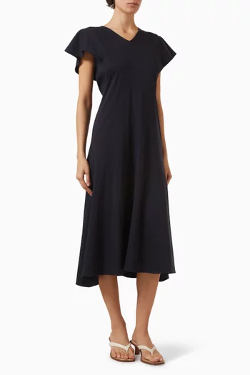 Petal-sleeve Dress in Cotton