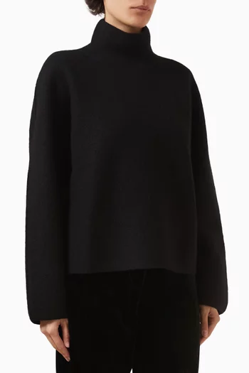 Funnel-neck Sweater in Boiled-wool