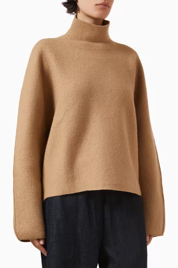 Funnel-neck Sweater in Boiled-wool