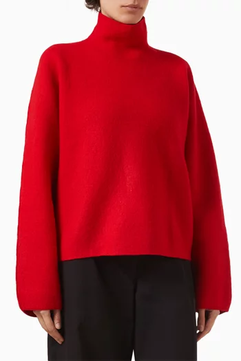 Funnel-neck Sweater in Boiled-wool