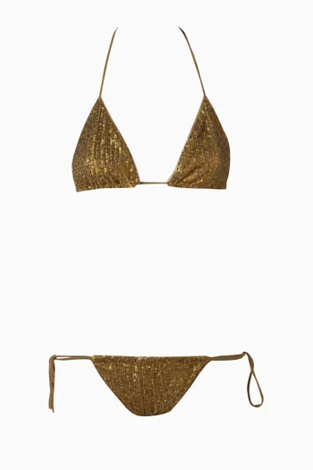 Crisscross Embellished Bikini Set