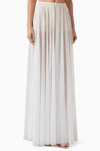 تنورة واسعة بطول يصل إلى الأرض قماش شبكي