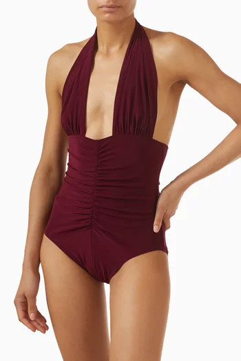 Halter Shirred Mio One-piece Swimsuit