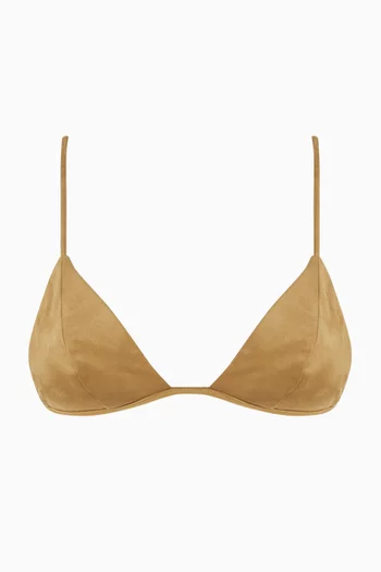 No Tie Bikini Bra in Suede