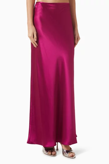 Shortgreen Maxi Skirt in Satin