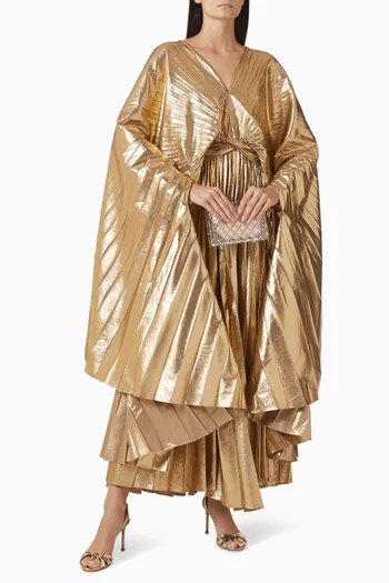 Anslow Pleated Gown in Foil-effect Fabric