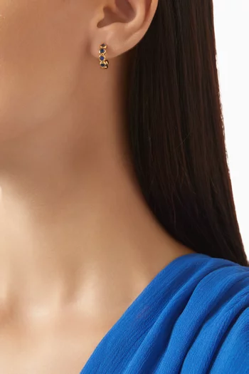 أقراط دائرية تنس صغيرة نحاس مطلي ذهب عيار 18