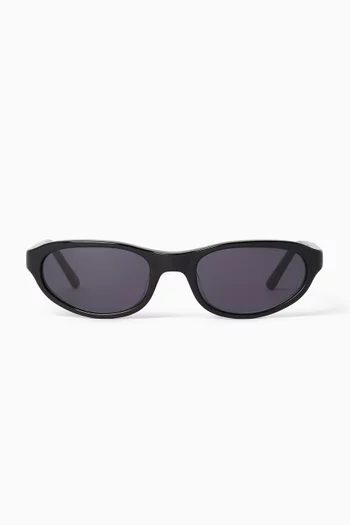 NAOMI SUNGLASSES OVAL WITH TINTED LENS AND 100% UVA + UVB PROTECTION, 142MM H 38MM:BLK:One Size|218879868