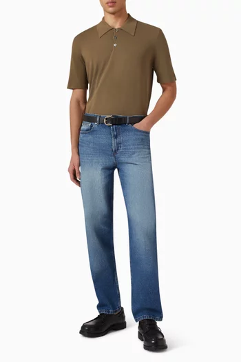 تي شيرت بولو بشعار الماركة بحياكة إنتارسيا قطن