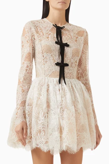 Sutton Bow Mini Dress in Lace