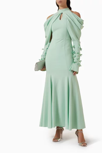 فستان درابيه طويل بكتفين مكشوفين