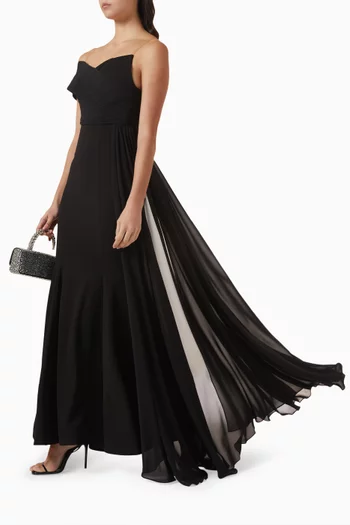 Off-shoulder Pleated Maxi Dress
