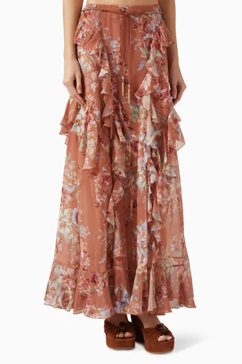 تنورة اويكن بكشكش مزيج قطن وحرير