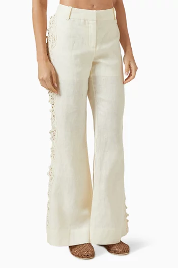 Awaken Embroidered Pants in Linen