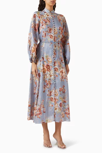 فستان اويكن بقصة واسعة كتان