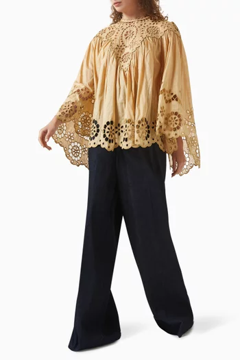 Awaken Embroidered Yoke Blouse in Cotton