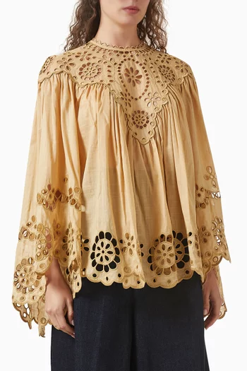 Awaken Embroidered Yoke Blouse in Cotton