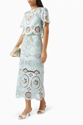 تنورة اويكن مطرزة كتان