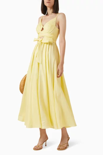 فستان اويكن بعقدة في الأمام كتان