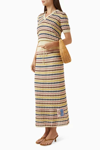 تنورة اويكن منسوجة بنقشة صدفية مزيج قطن