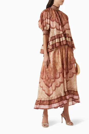 تنورة واندرلست طويلة بكشكش حرير