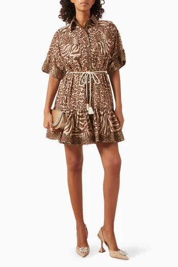 Wanderlust Lantern Mini Dress in Cotton